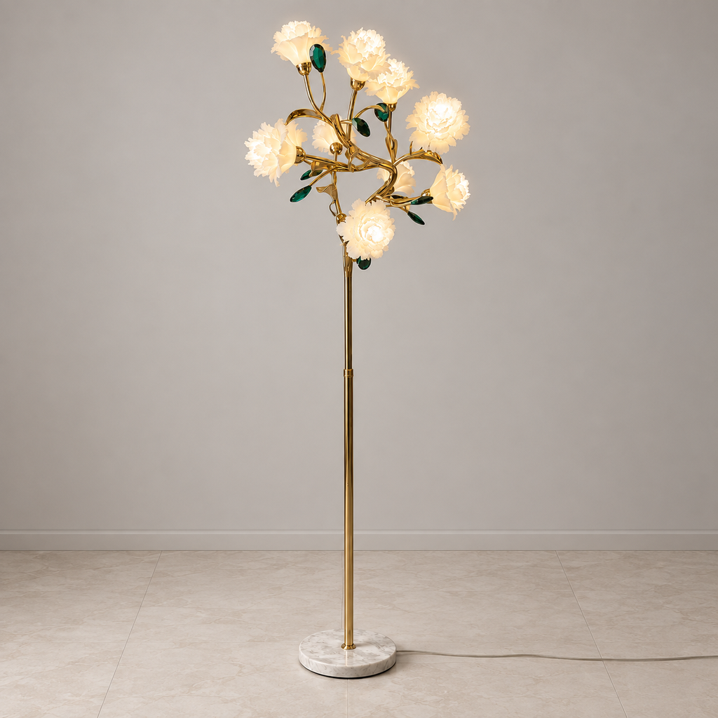
Sylverelle Handmade Ceramic Flower & Crystal Floor Lamp – Custom