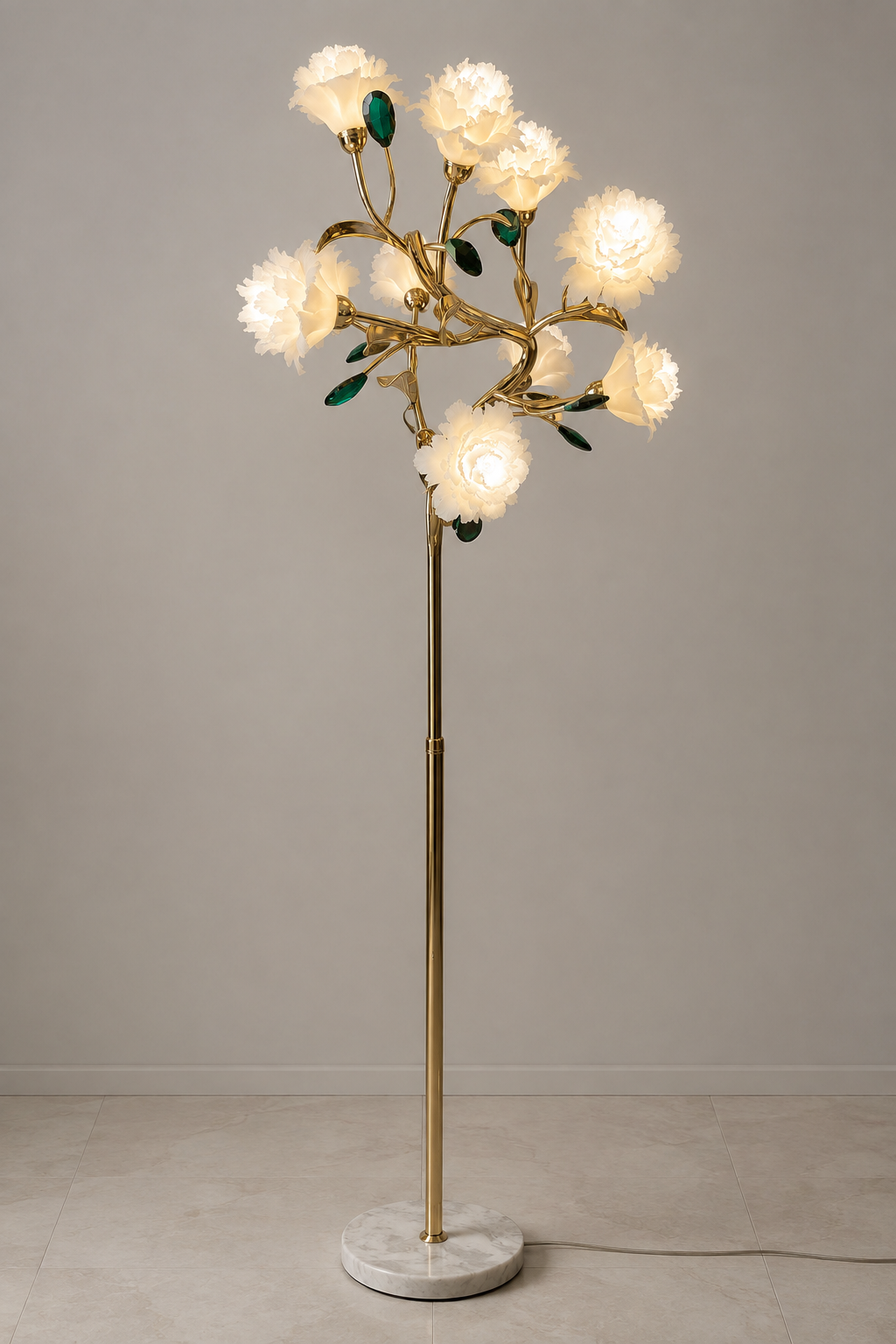 
Sylverelle Handmade Ceramic Flower & Crystal Floor Lamp – Custom