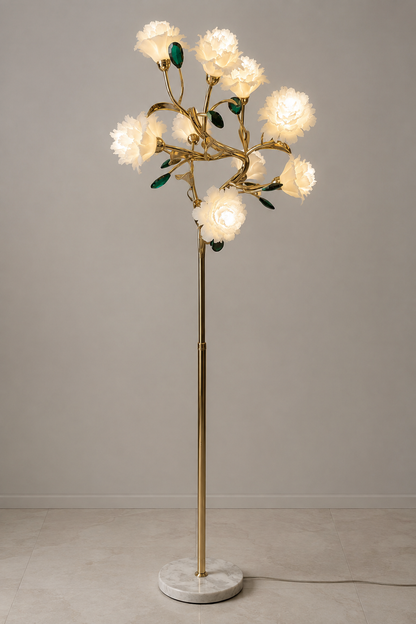 Sylverelle Handmade Ceramic Flower & Crystal Floor Lamp – Custom