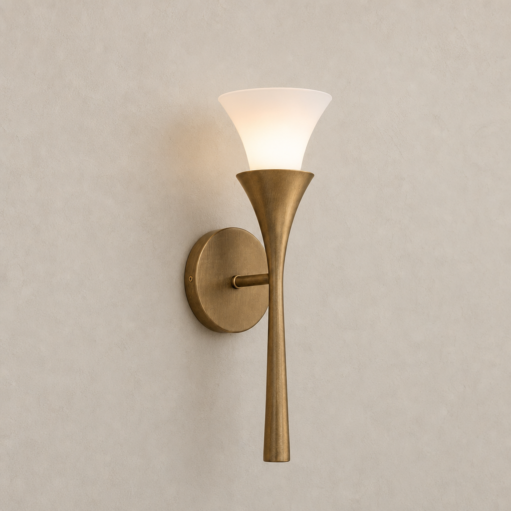 
Sculptural Opal Glass and Alabaster Cala Wall Sconce
