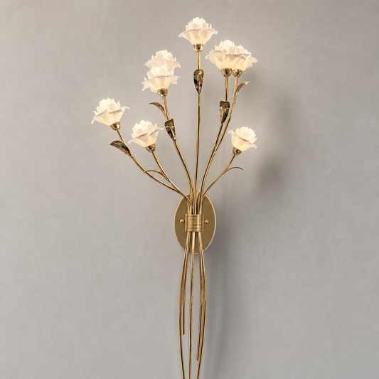 
Sylverelle Handmade Ceramic Flower & Crystal Tall Sconce – Custom