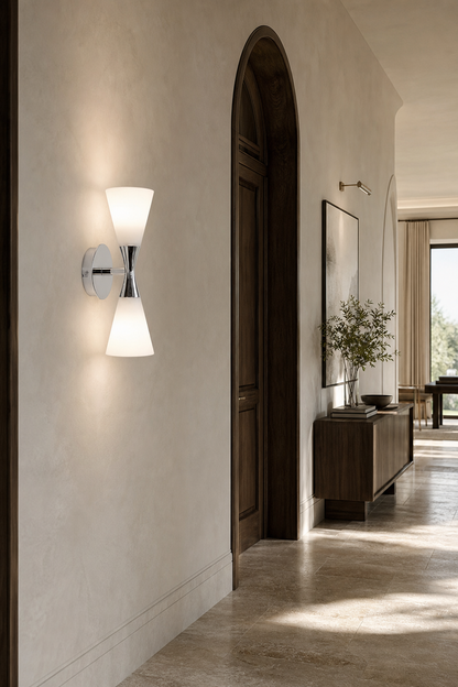Double-Ended Frosted Glass Wall Sconce