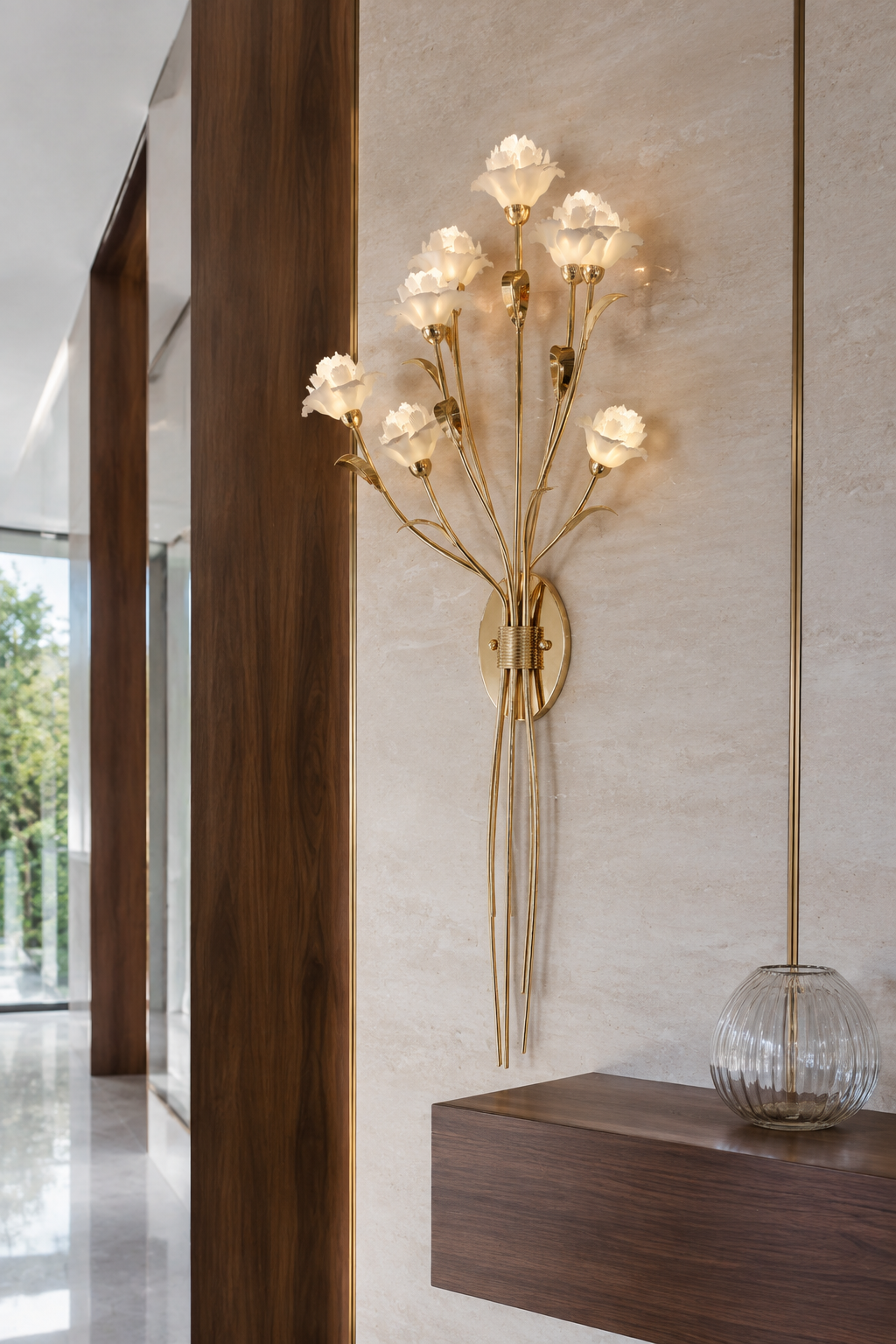 
Sylverelle Handmade Ceramic Flower & Crystal Tall Sconce – Custom