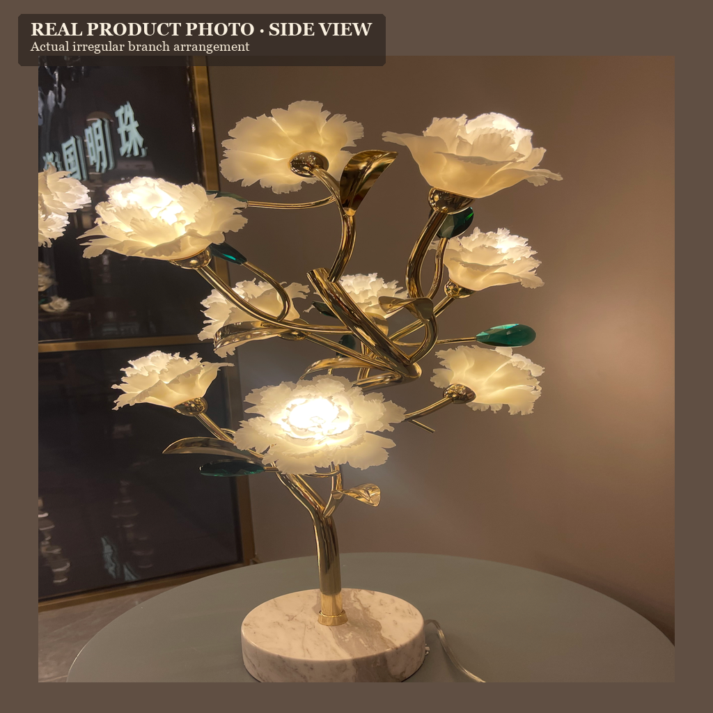 
Sylverelle Handmade Ceramic Flower & Crystal Table Lamp – Custom