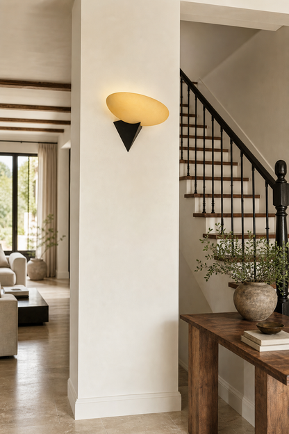 Asymmetric Acid-Washed Glass Wall Sconce