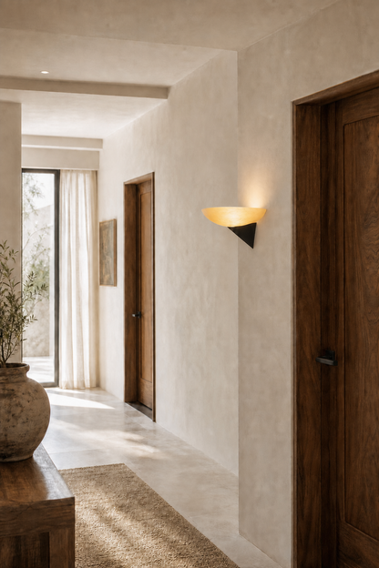 Asymmetric Acid-Washed Glass Wall Sconce