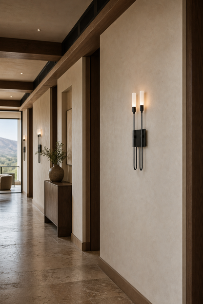 Double Arrow Brass and Acrylic Wall Sconce