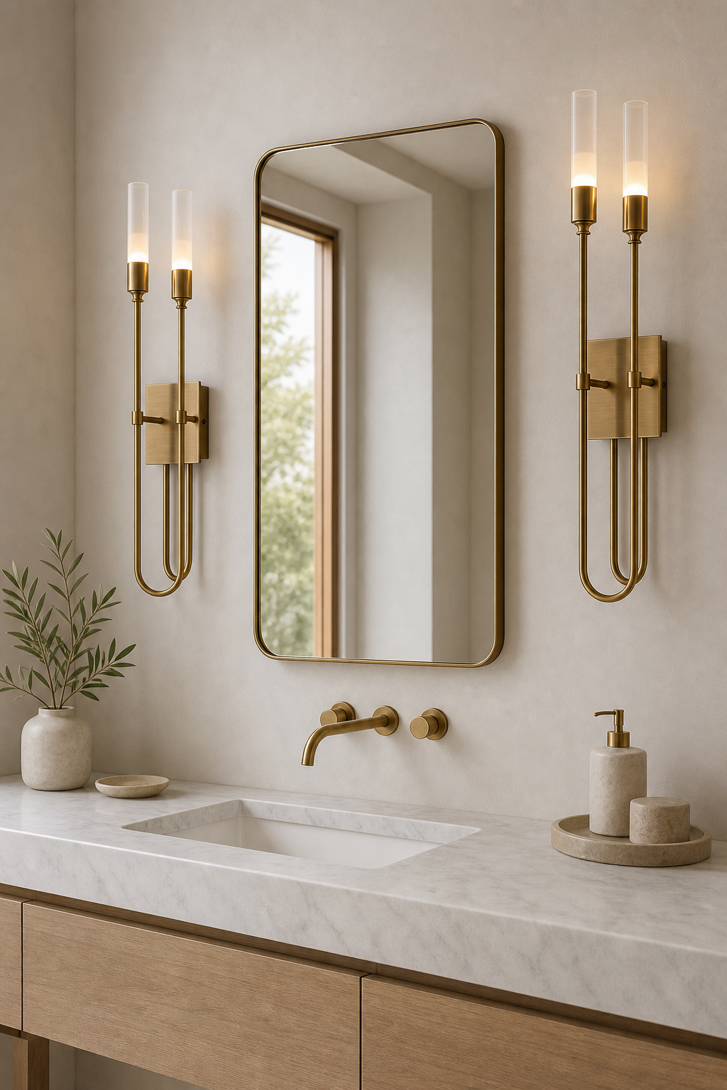 
Double Arrow Brass and Acrylic Wall Sconce