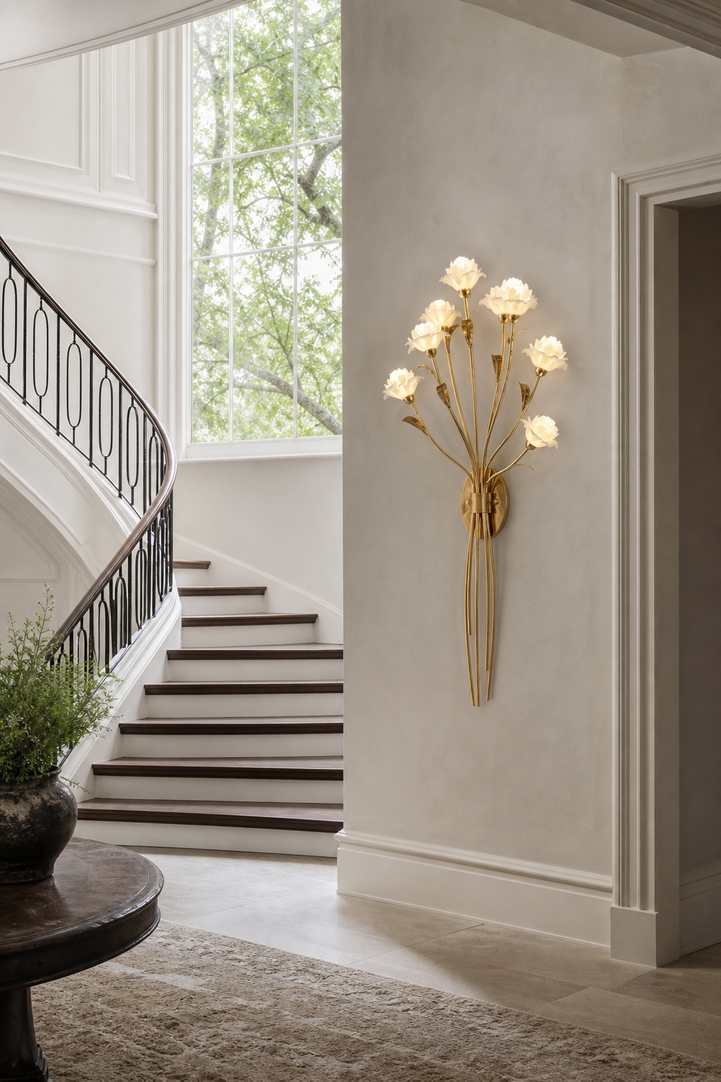 
Sylverelle Handmade Ceramic Flower & Crystal Tall Sconce – Custom