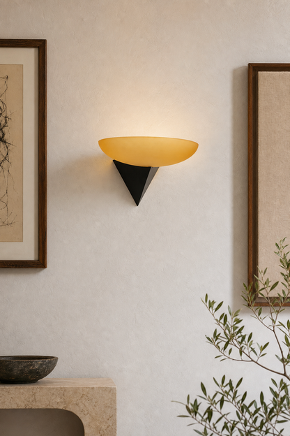 Asymmetric Acid-Washed Glass Wall Sconce
