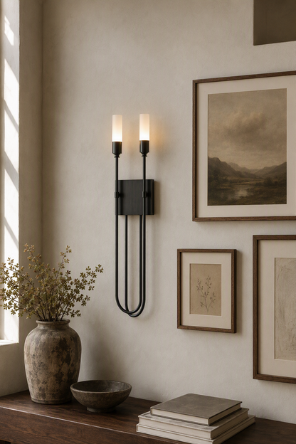 Double Arrow Brass and Acrylic Wall Sconce