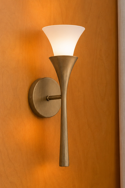 Sculptural Opal Glass and Alabaster Cala Wall Sconce