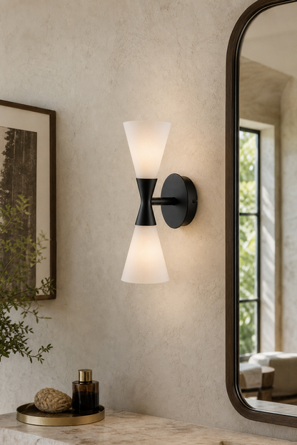Double-Ended Frosted Glass Wall Sconce