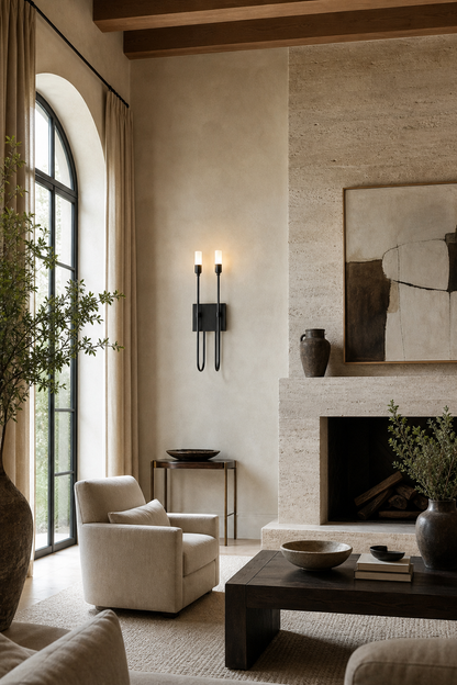 Double Arrow Brass and Acrylic Wall Sconce