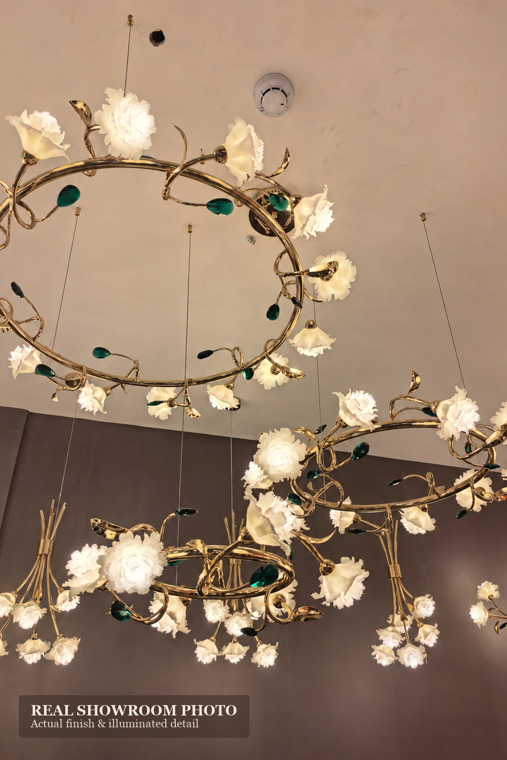 
Sylverelle Handmade Ceramic Flower & Crystal Ring Chandelier – Custom