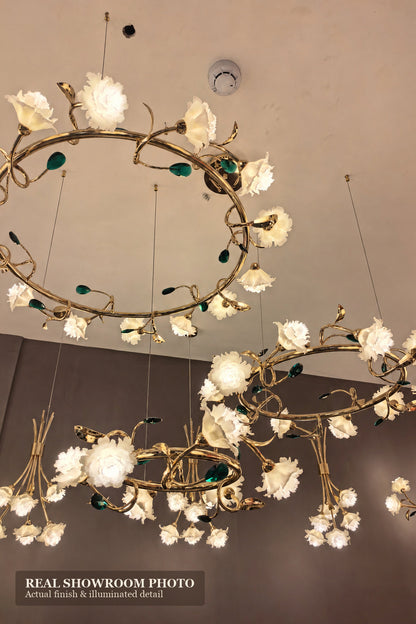 Sylverelle Handmade Ceramic Flower & Crystal Ring Chandelier – Custom