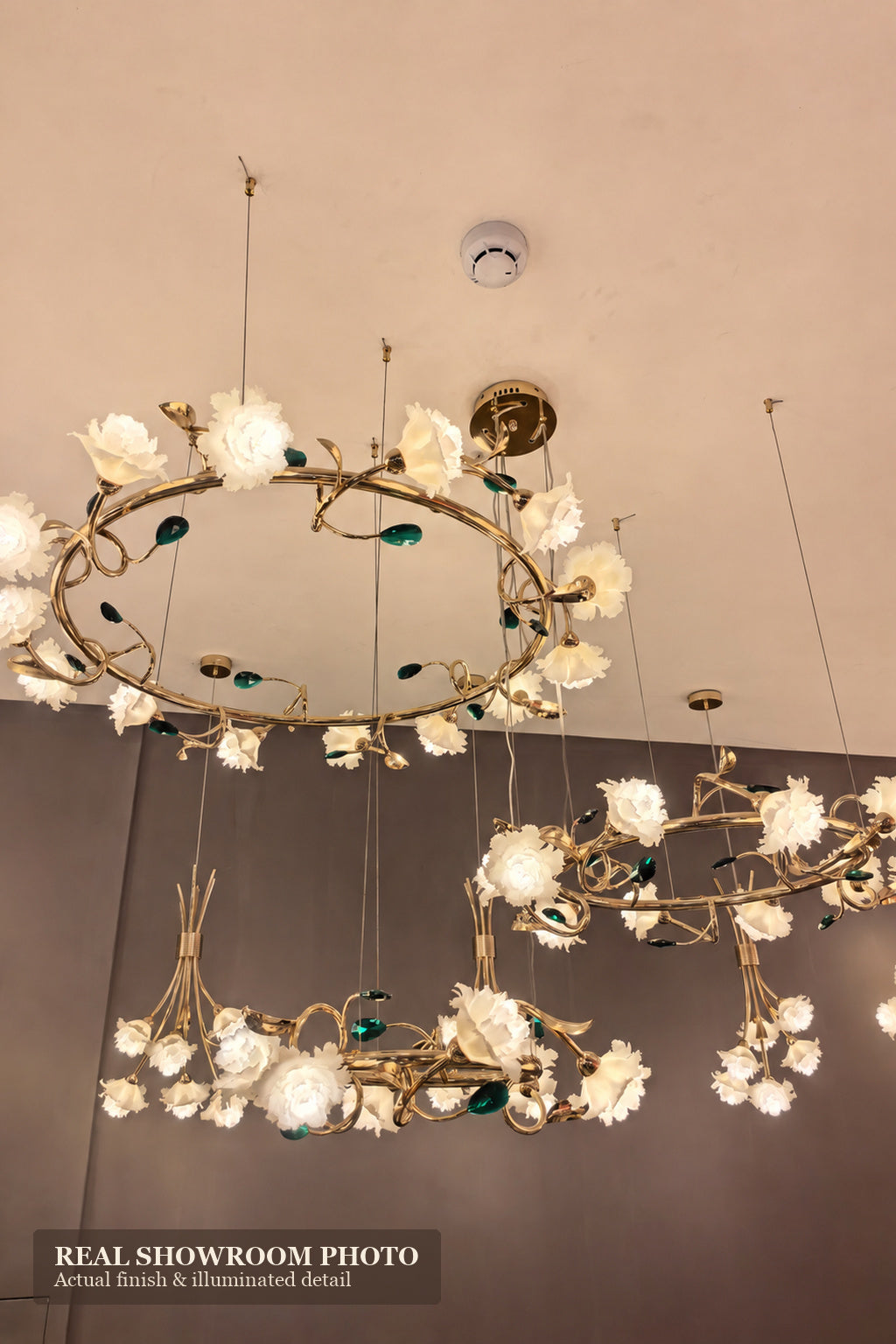 
Sylverelle Handmade Ceramic Flower & Crystal Ring Chandelier – Custom