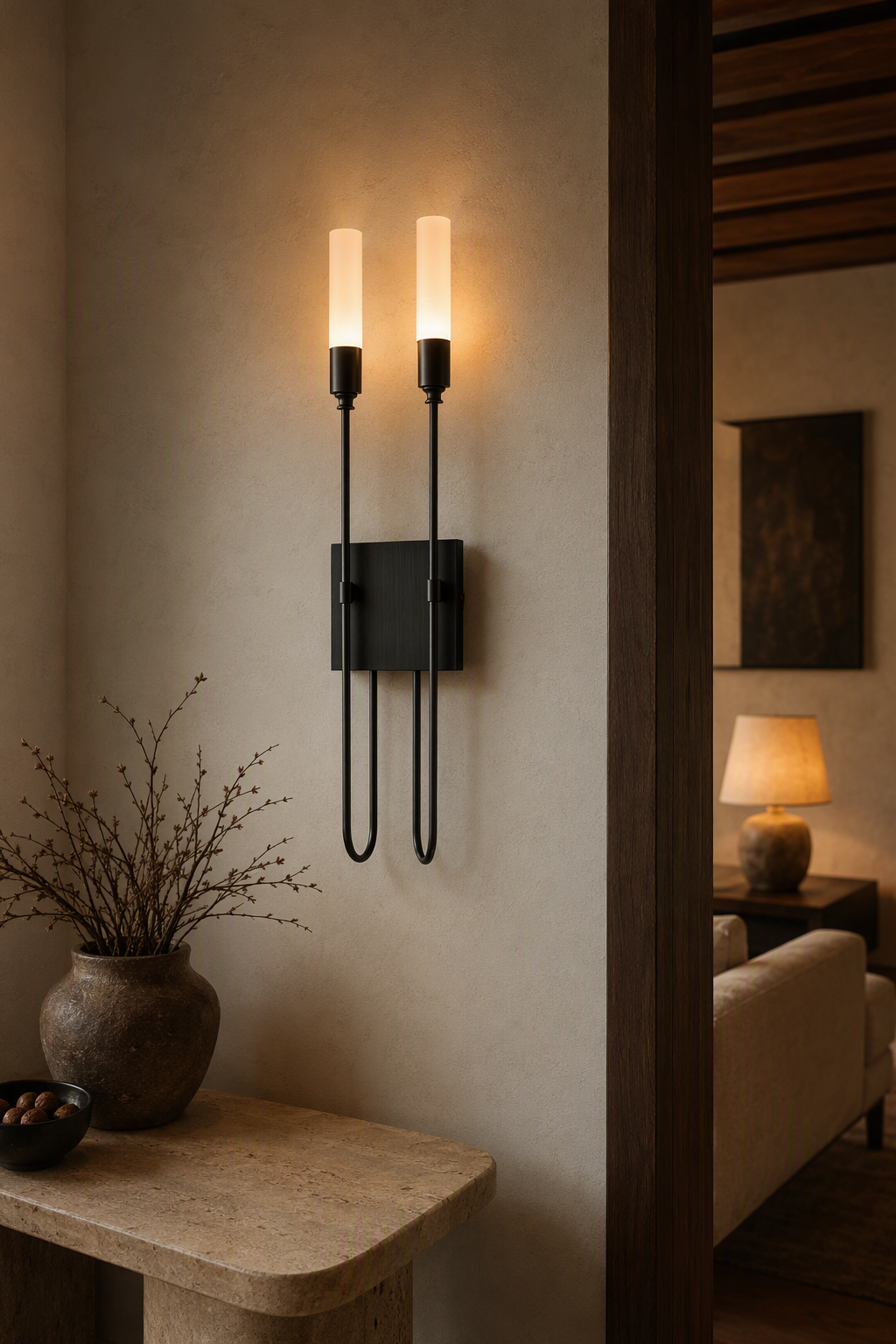 
Double Arrow Brass and Acrylic Wall Sconce