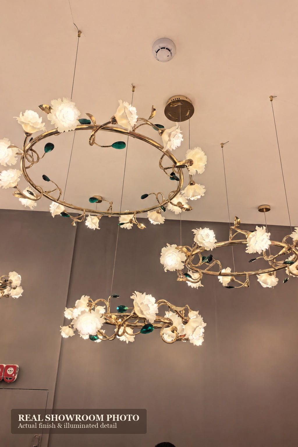 
Sylverelle Handmade Ceramic Flower & Crystal Ring Chandelier – Custom