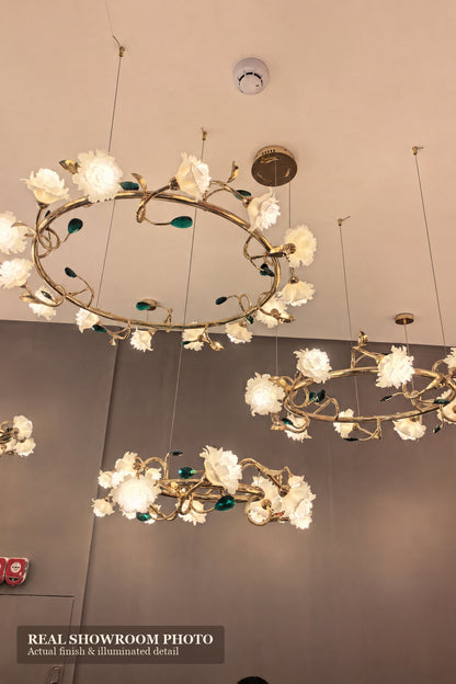 Sylverelle Handmade Ceramic Flower & Crystal Ring Chandelier – Custom