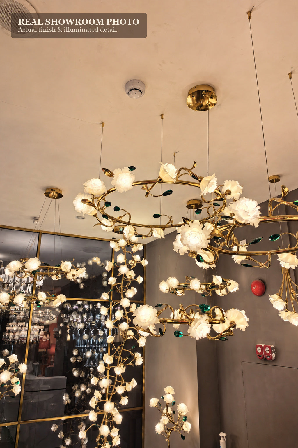 
Sylverelle Handmade Ceramic Flower & Crystal Ring Chandelier – Custom
