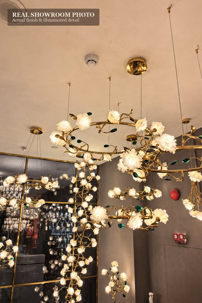 Sylverelle Handmade Ceramic Flower & Crystal Ring Chandelier – Custom