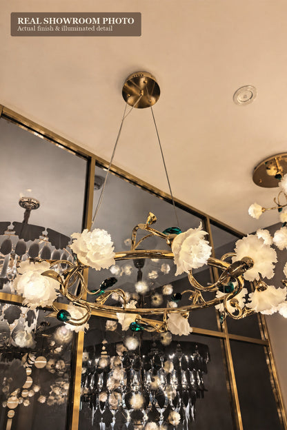 Sylverelle Handmade Ceramic Flower & Crystal Ring Chandelier – Custom
