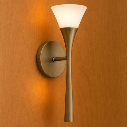 Sculptural Opal Glass and Alabaster Cala Wall Sconce