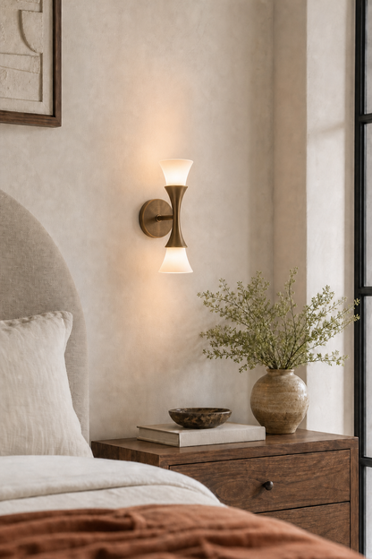 Sculptural Opal Glass and Alabaster Cala Wall Sconce