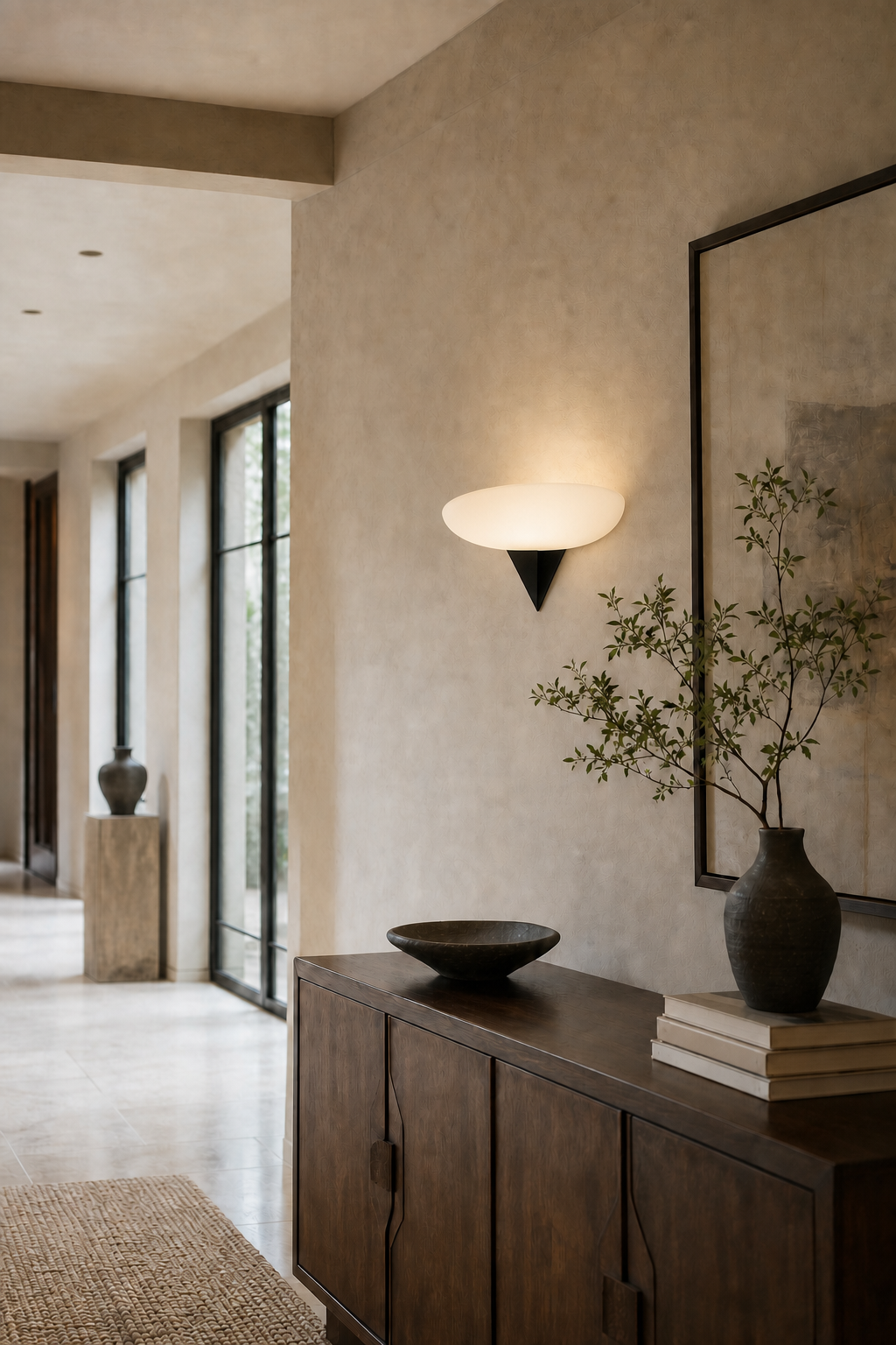 
Asymmetric Acid-Washed Glass Wall Sconce