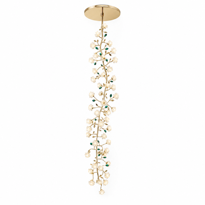 Sylverelle Handmade Ceramic Flower & Crystal Long Chandelier – Custom
