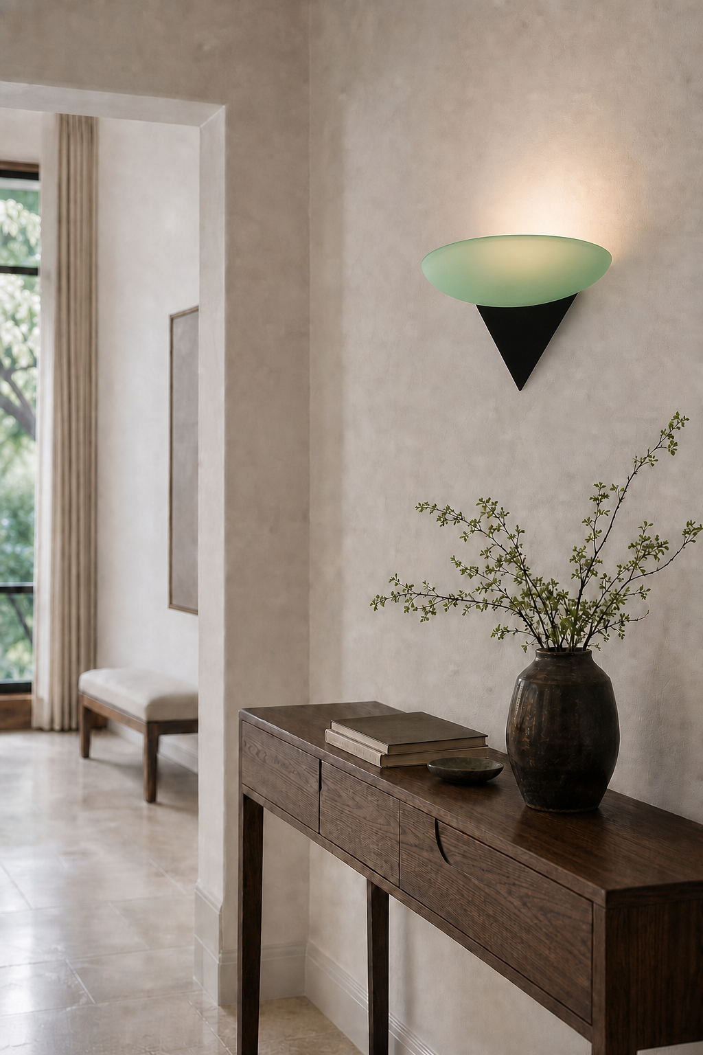 
Asymmetric Acid-Washed Glass Wall Sconce