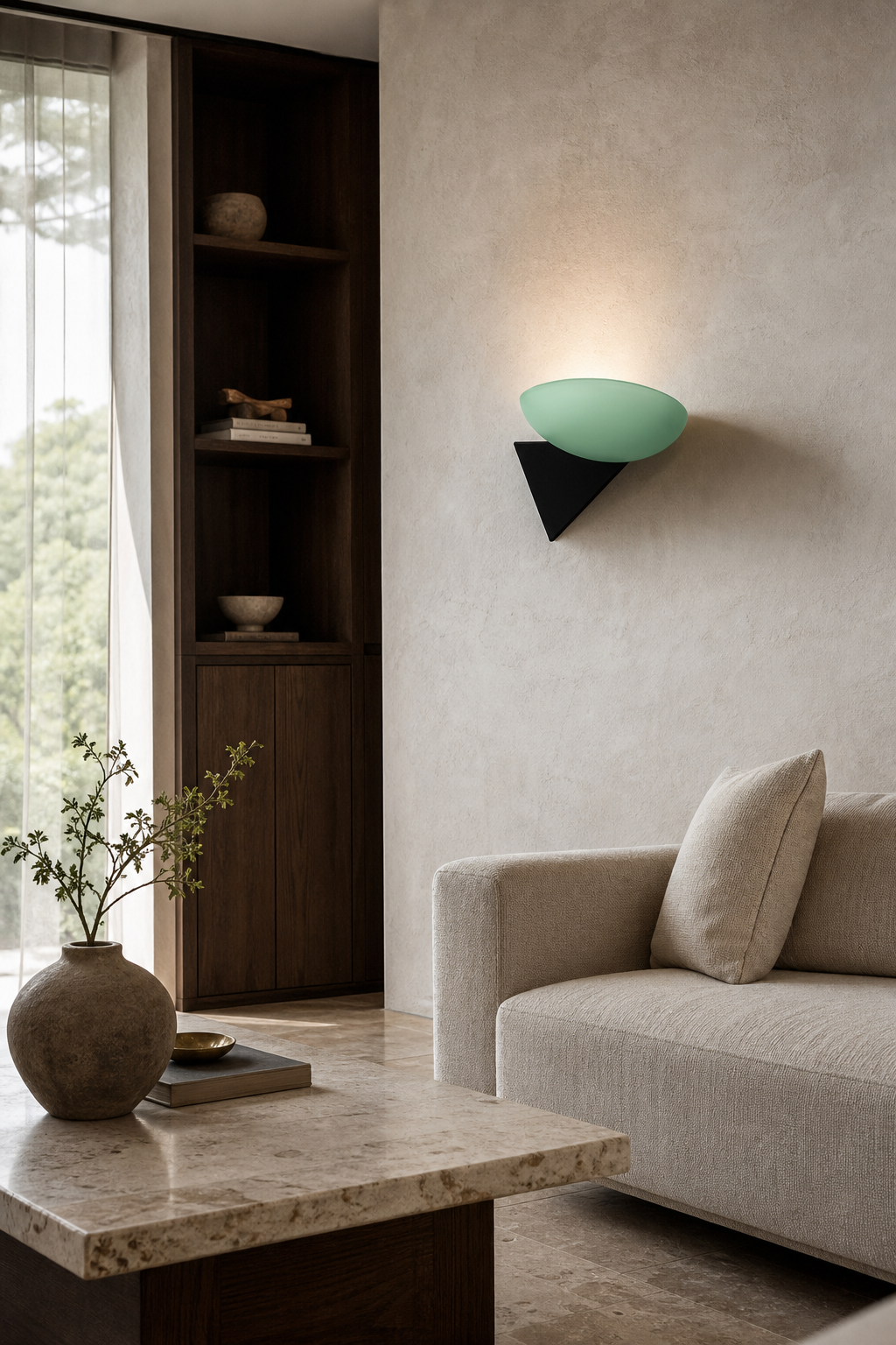 
Asymmetric Acid-Washed Glass Wall Sconce
