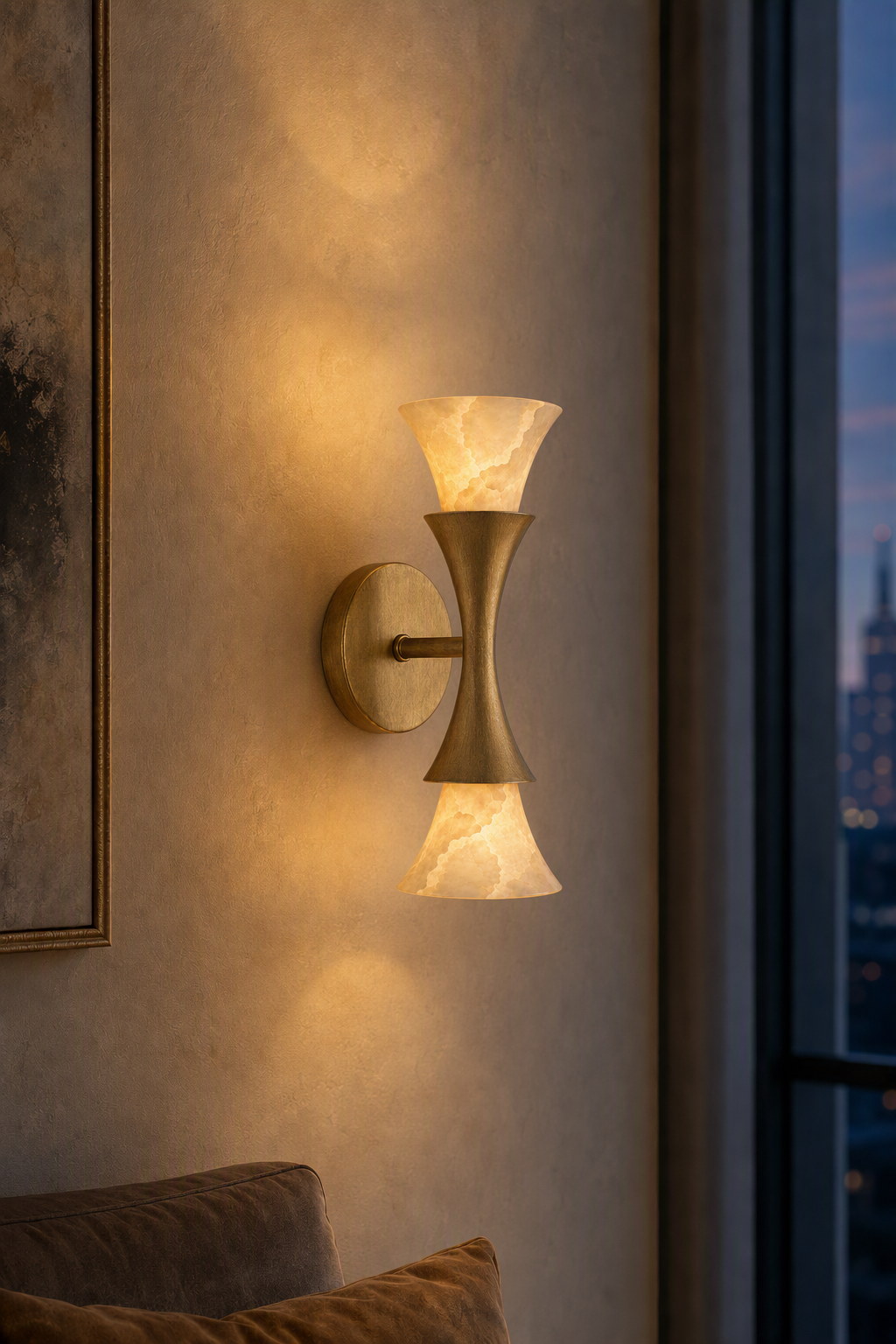 
Sculptural Opal Glass and Alabaster Cala Wall Sconce